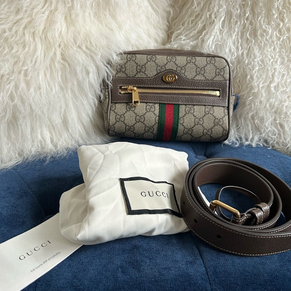 GUCCI GG Supreme Monogram Web Med Ophidia Belt Bag 85 - Picture 5 of 11